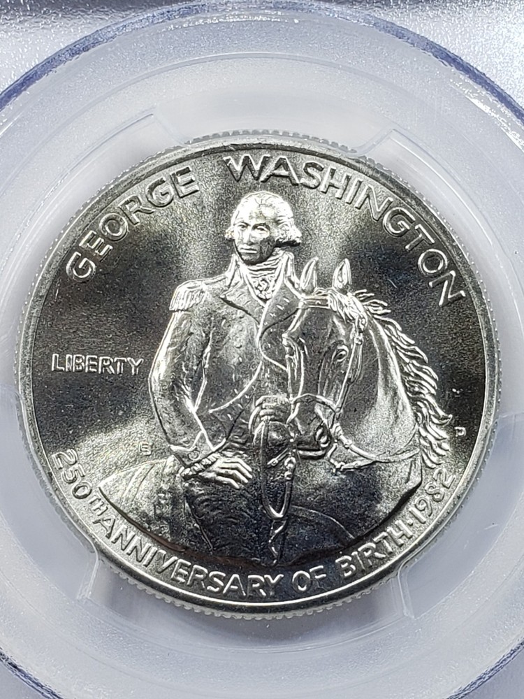 MS69 1982-D Washington Commemorative Half Dollar PCGS Blue Lbl