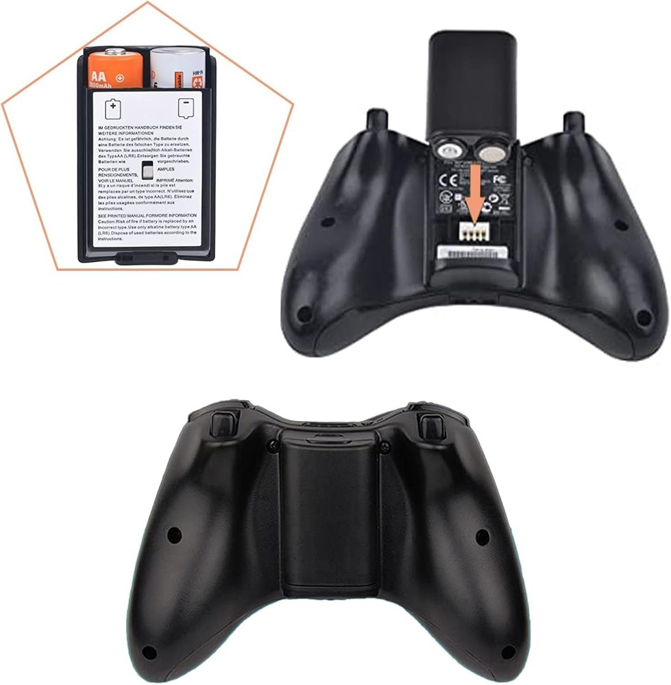 2 Pcs Battery Pack Cover for Xbox360 Wireless Controller, Replacement Black
