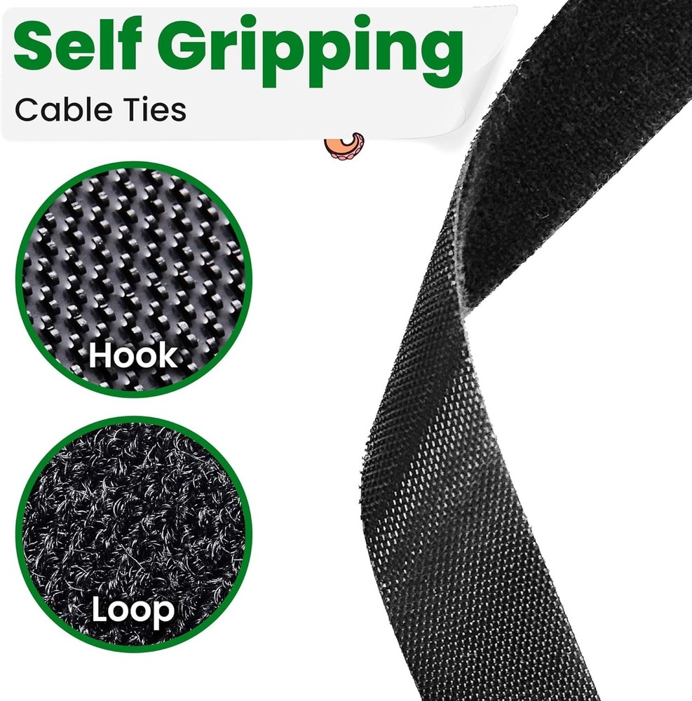 1 Inch x 30 FT Double Sided Hook and Loop Roll Tape - Two Sided, Self Stick, ...