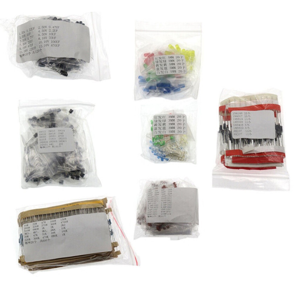 7 Sizes Electronic Component Transistor Capacitor Diode Led Metal Film Resistor