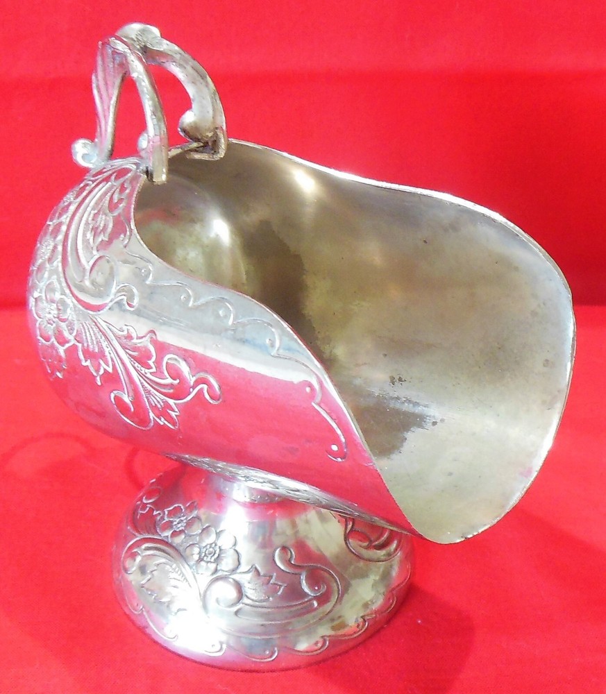 Footed Silverplate Sugar Scuttle Etched Floral NO SCOOP