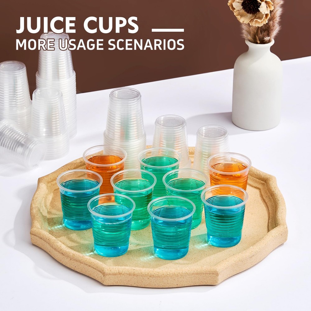 100 Pack 3 oz Bathroom Plastic Cups, Disposable 3 oz, Transparent