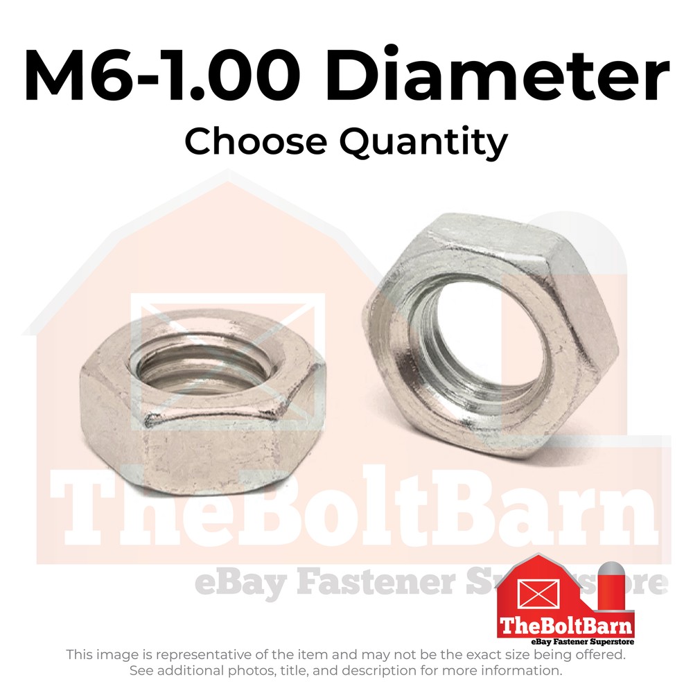 M6-1.0 A2-70 Stainless Steel Hex Jam Nuts (Pick Quantity)