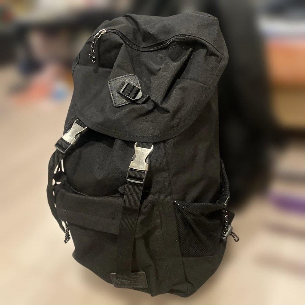 Black Canvas Roll Top Backpack From Japan
