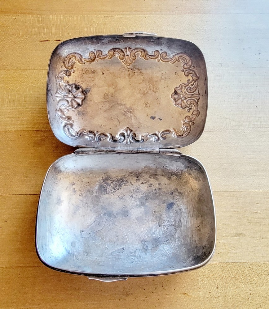 Shell Scroll Soap Box Whiting Sterling Silver 1893 Mono FEC