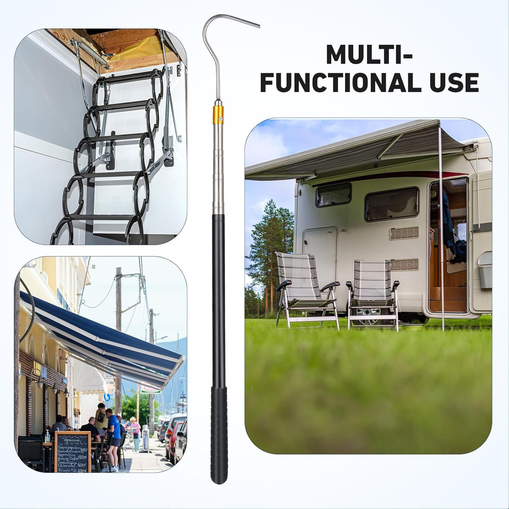 Attic Ladder Pull System Kit with 60" Extension Pole and Copper Hook