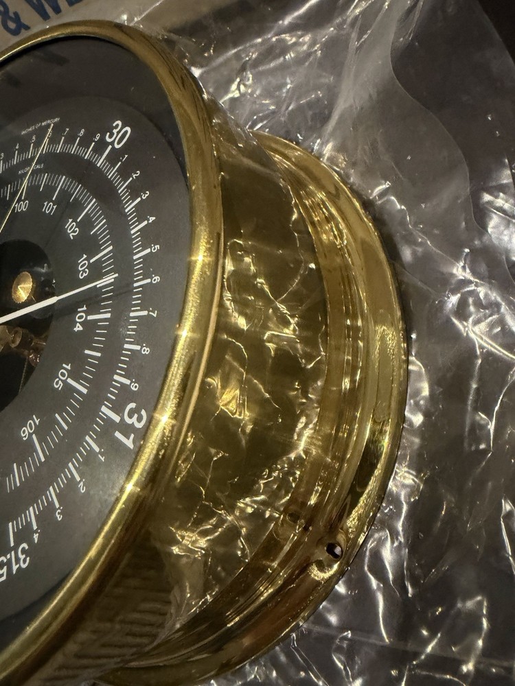 Maximum Proteus PRB Analog Barometer, Brass Case and Black Dial With Box Manual