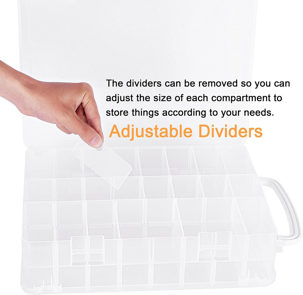 Double-Sided Storage Organizer/Box with Total 48 Adjustable Compartments, Remova
