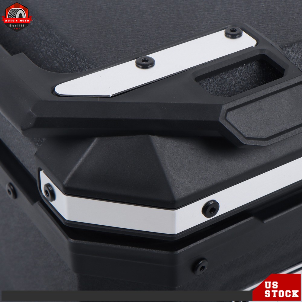 Motorcycle Top Case Tail Box with Backrest and Mounting Plate Waterproof 45L