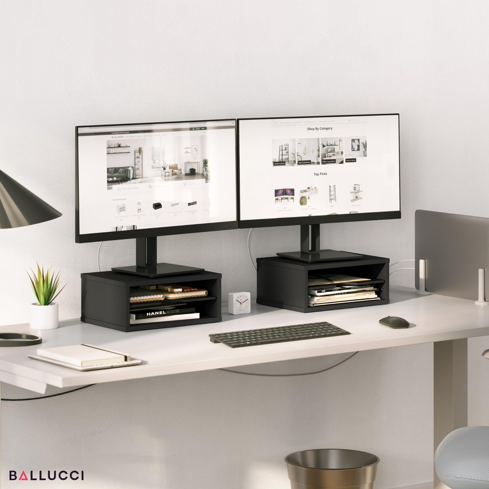 File Organizer, 2-Tier Document Sorter, Stackable Wood Desk Organizer Holder,...