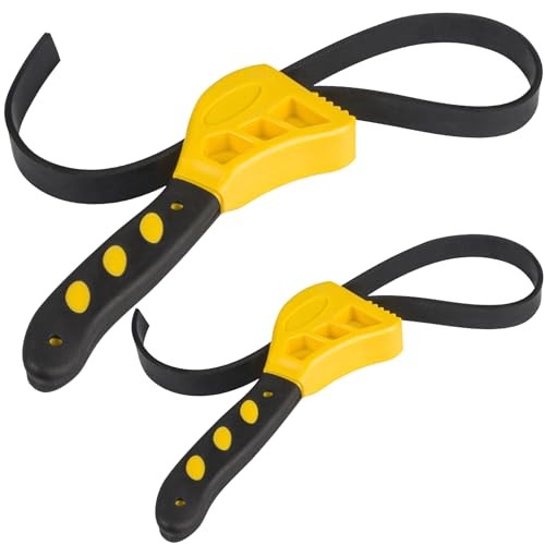 Strap Wrench Set, 2 Pack Adjustable up to 4" and 6" in Diameter, Rubber Strap