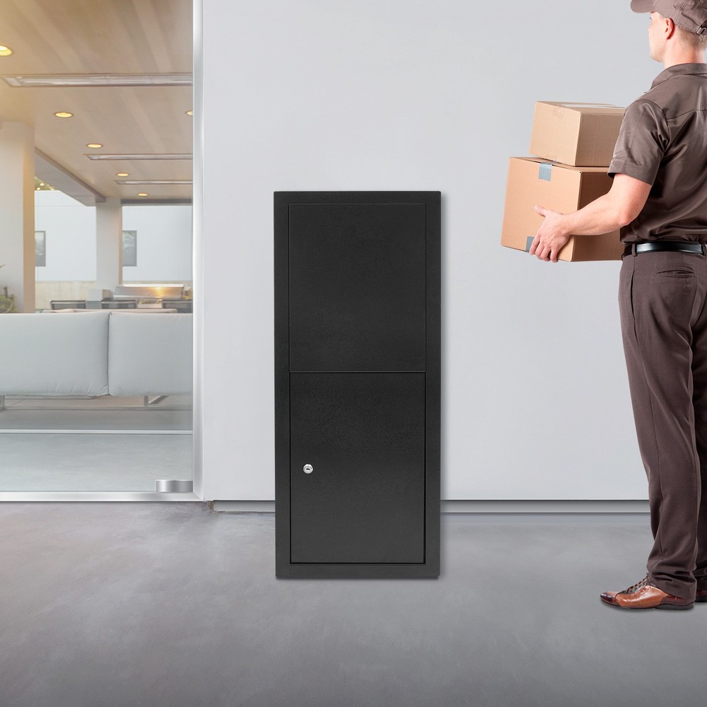 Parcel Drop Box, Package Delivery Box, Large Mail Box with Key Lock Black