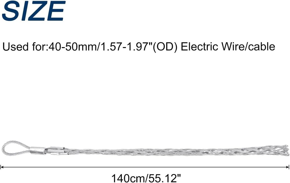 MECCANIXITY 40-50mm OD Cable Pulling Socks Grip 1.4m Fore-hand Pull Wire Mesh Pu