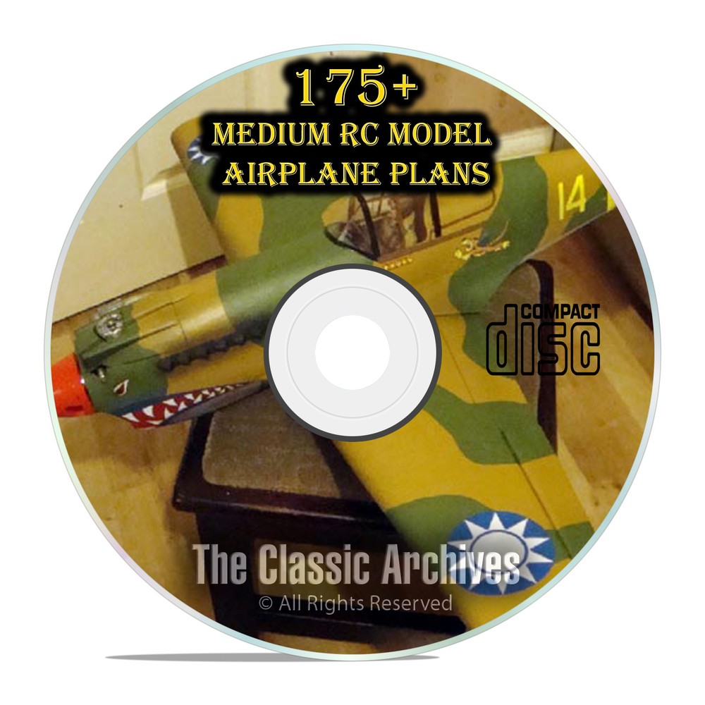 175+ Small & Medium Scale RC Model Airplane Plans, Military Templates CD