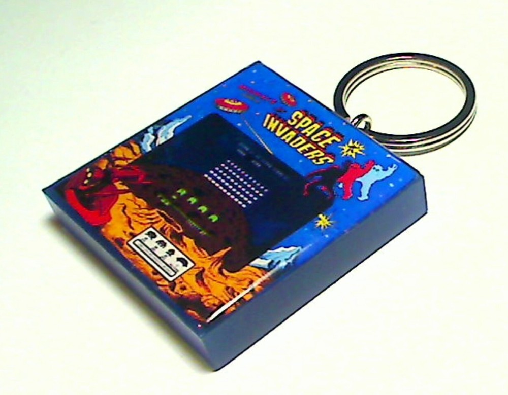 Space Invaders Arcade Coin Door accessory Keychain