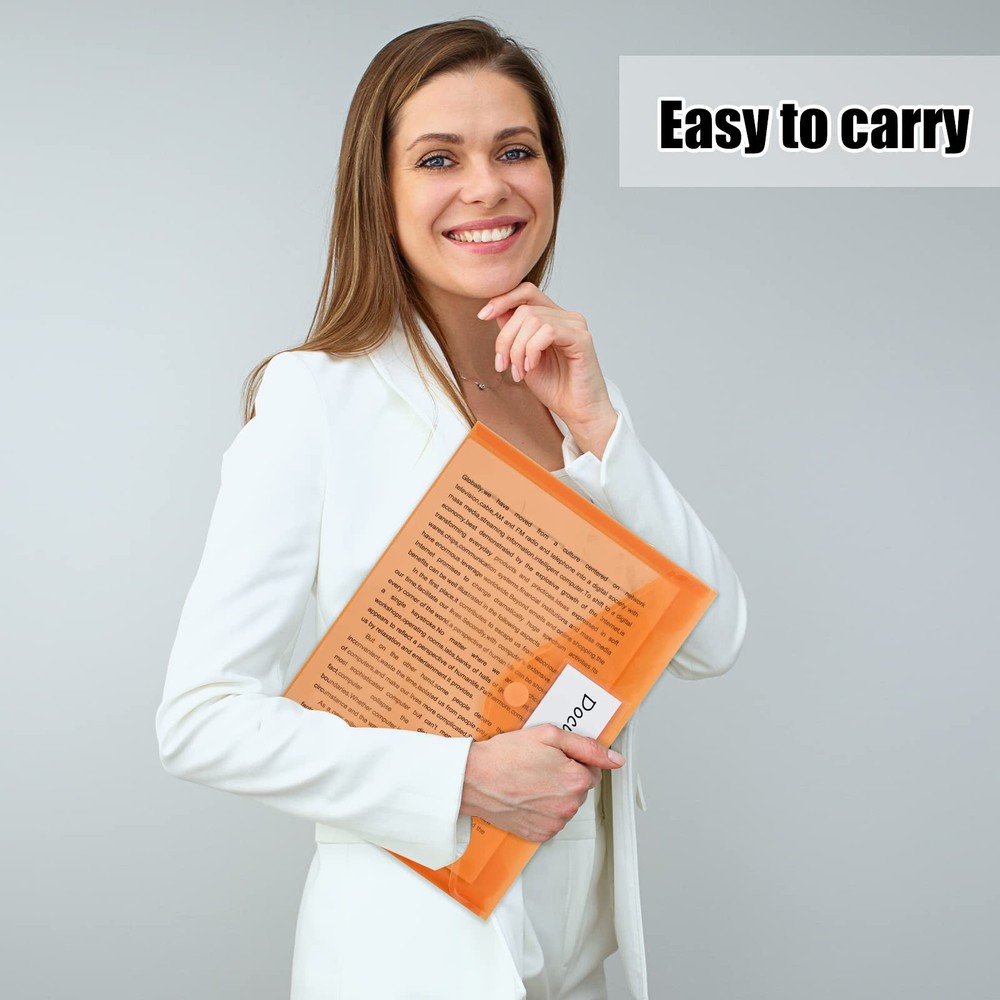 30 Pack 10 Color Plastic Envelopes Poly Envelopes, Hook & Loop Closure File F...