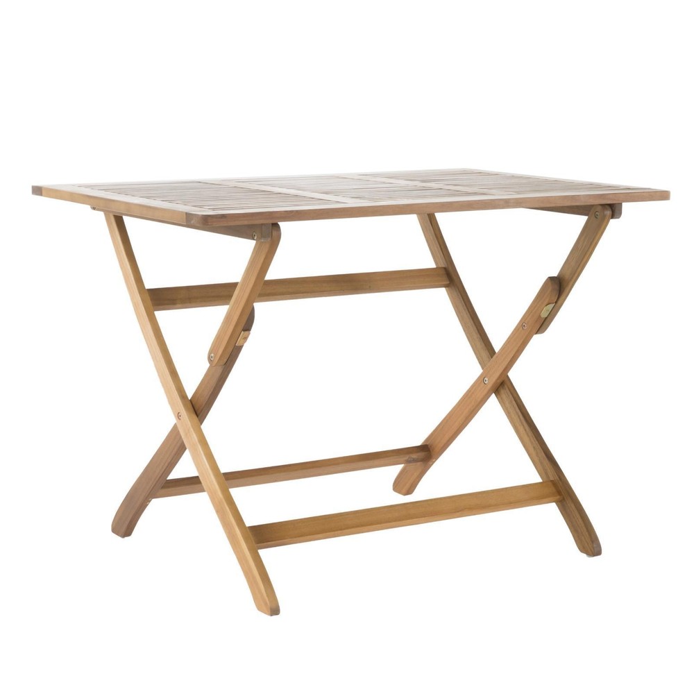 Compact Folding Table Natural Acacia Wood Portable Dining Table Space Saving