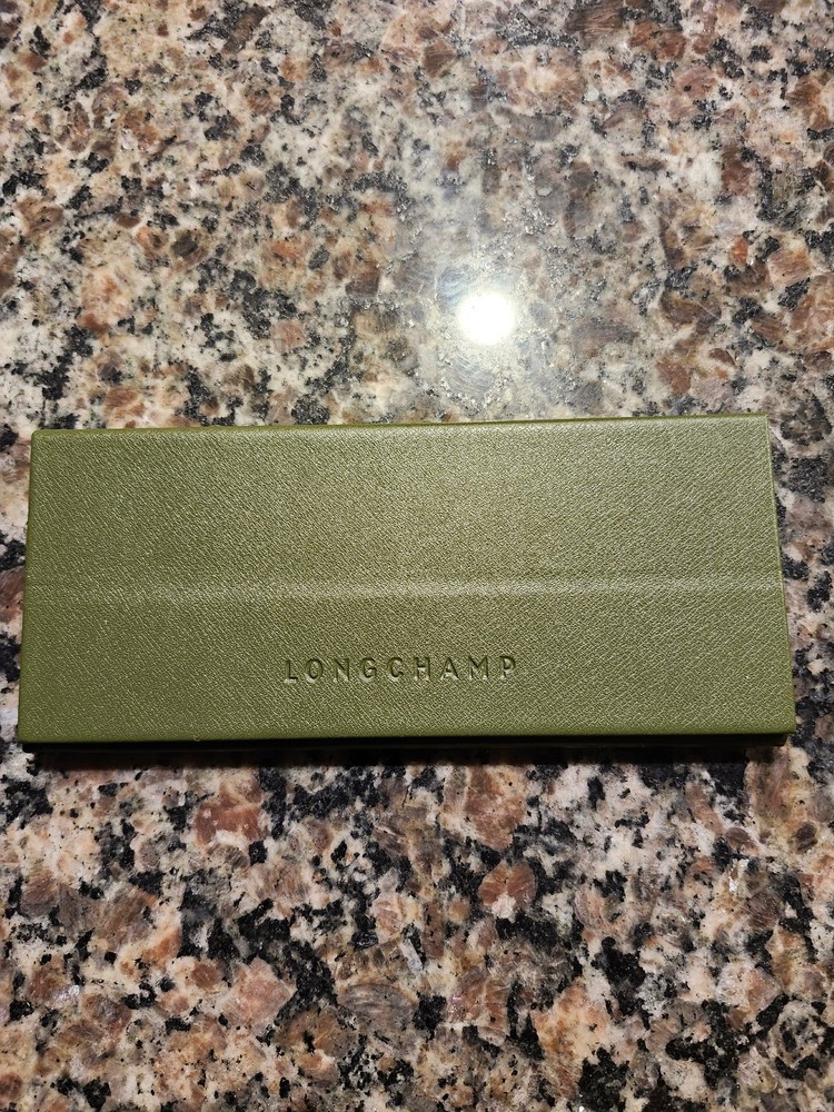 Longchamp Green Leather Glasses Case Foldable Sunglasses Case