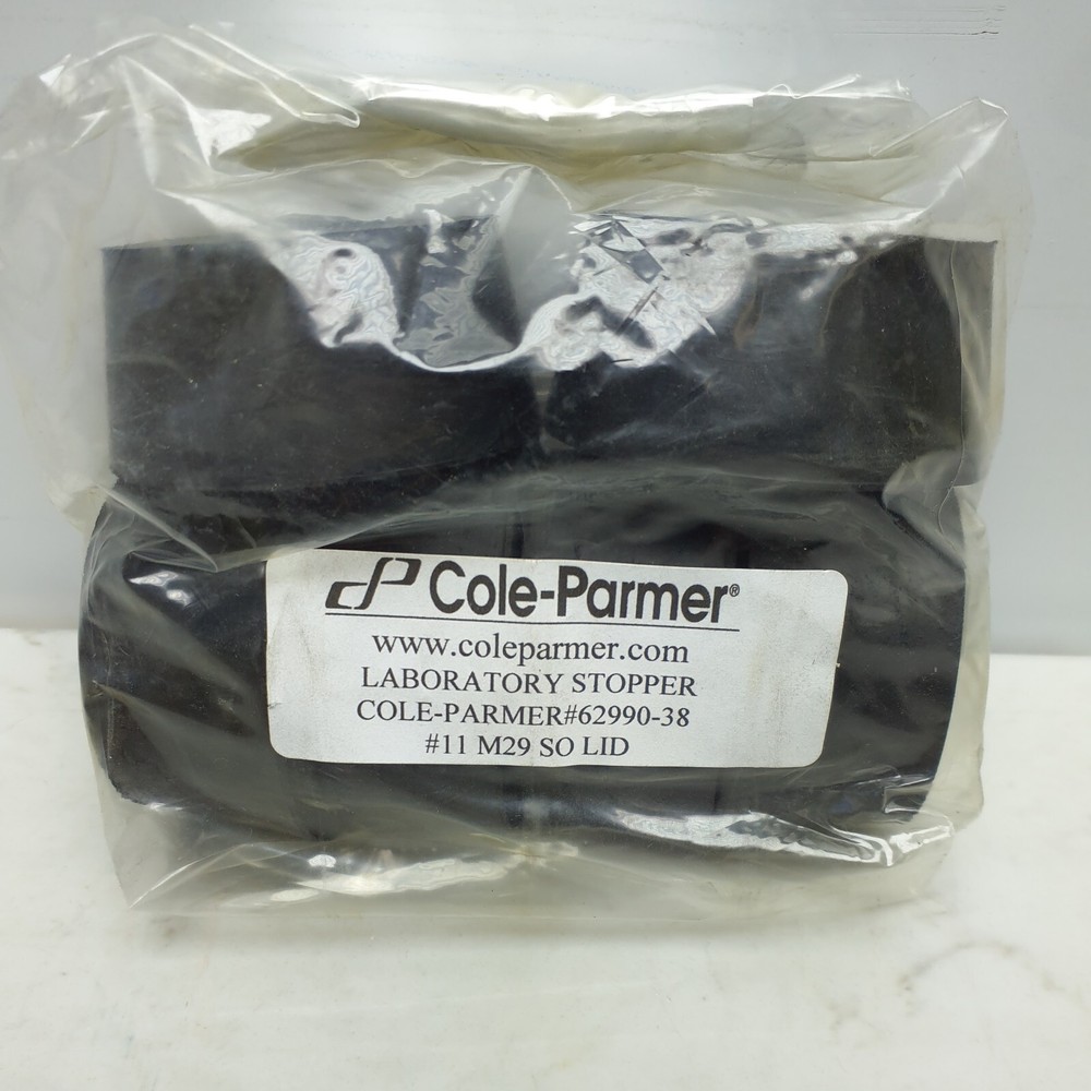6Pk Cole-Parmer Essentials 62990-38 Solid Black Rubber Stoppers Standard Size 11