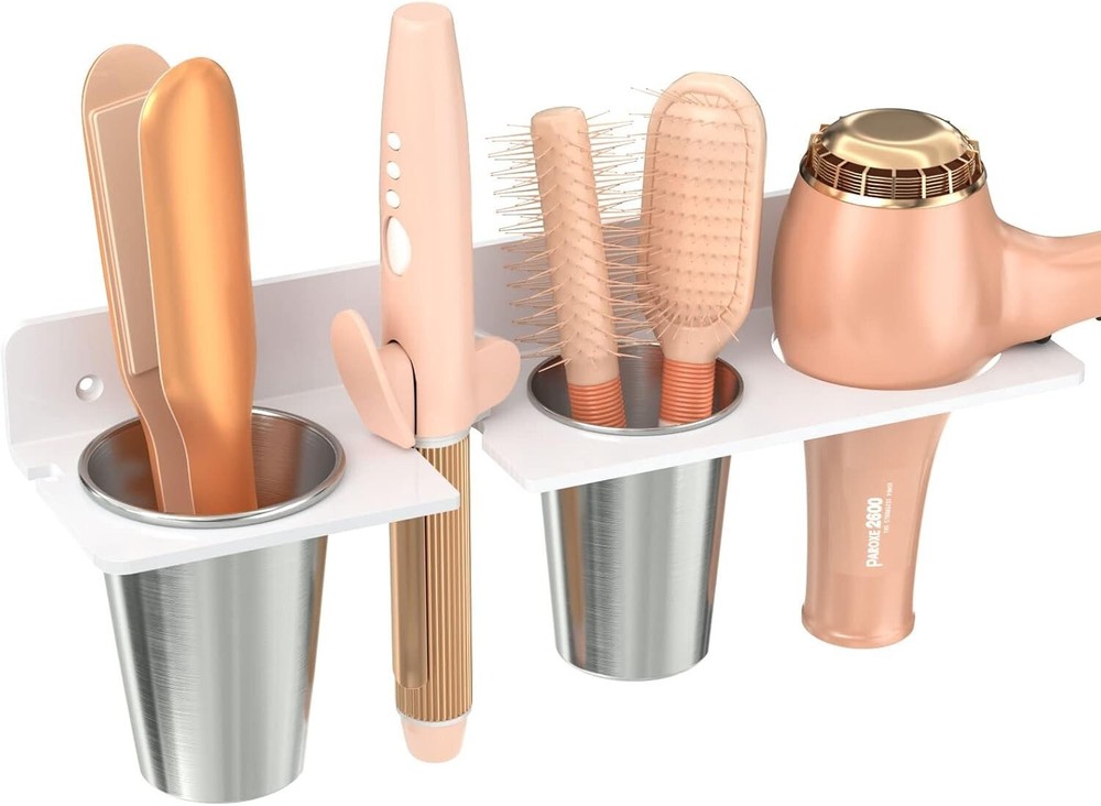 Hair Tool Organizer Wall Mount, White