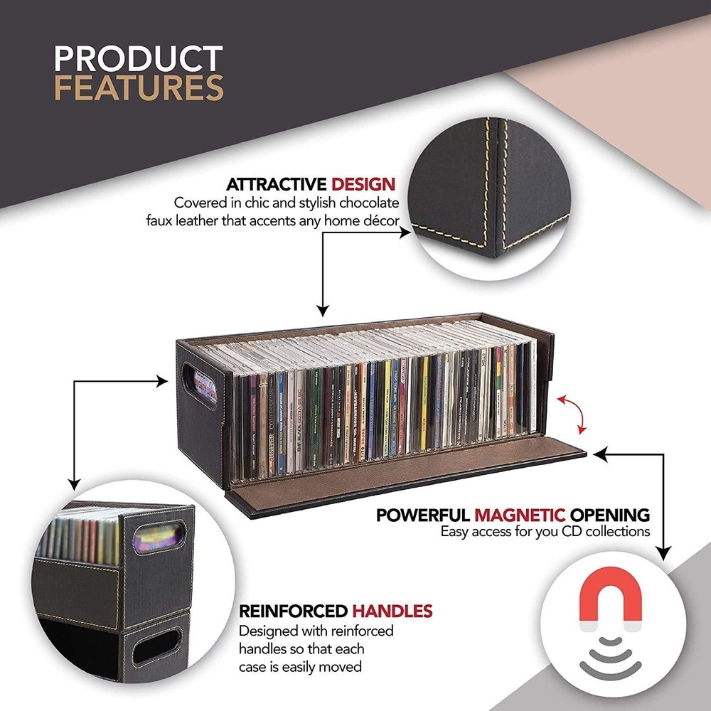 CD Storage Box Rack Holder Stacking Tray Shelf DVD Disk Case Space Organizer New