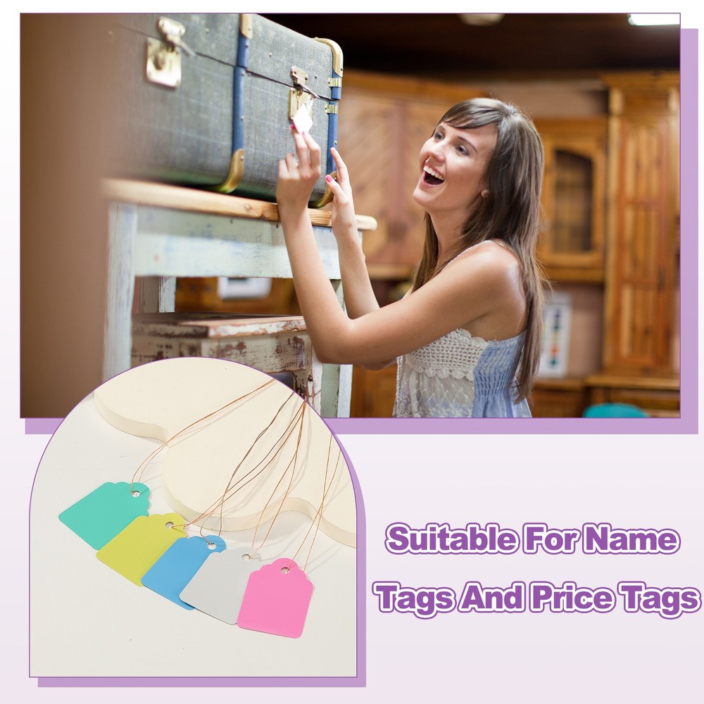 400Pack Price Tags with String, 30x45mm Plastic Tags, Blue