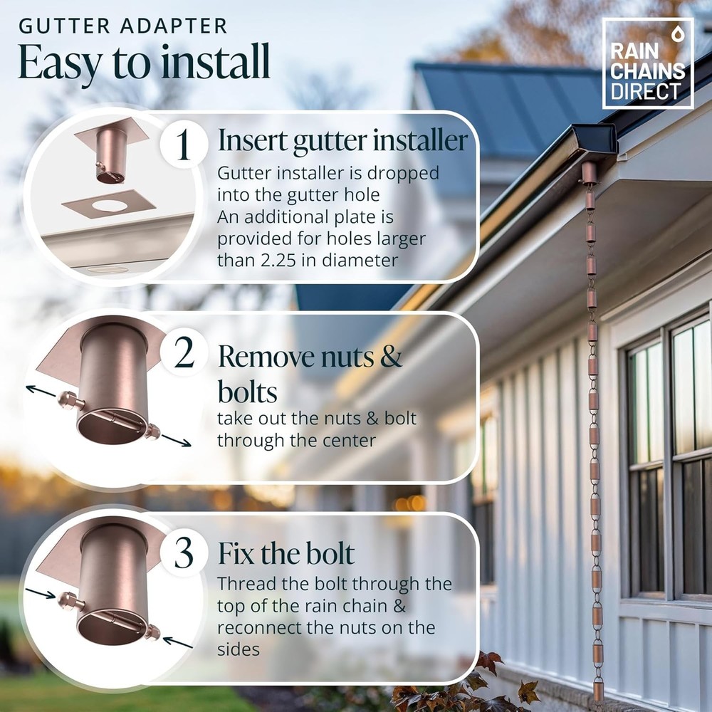 Copper Gutter Adapter for Rain Chains - Transform Your Home's Aesthetic
