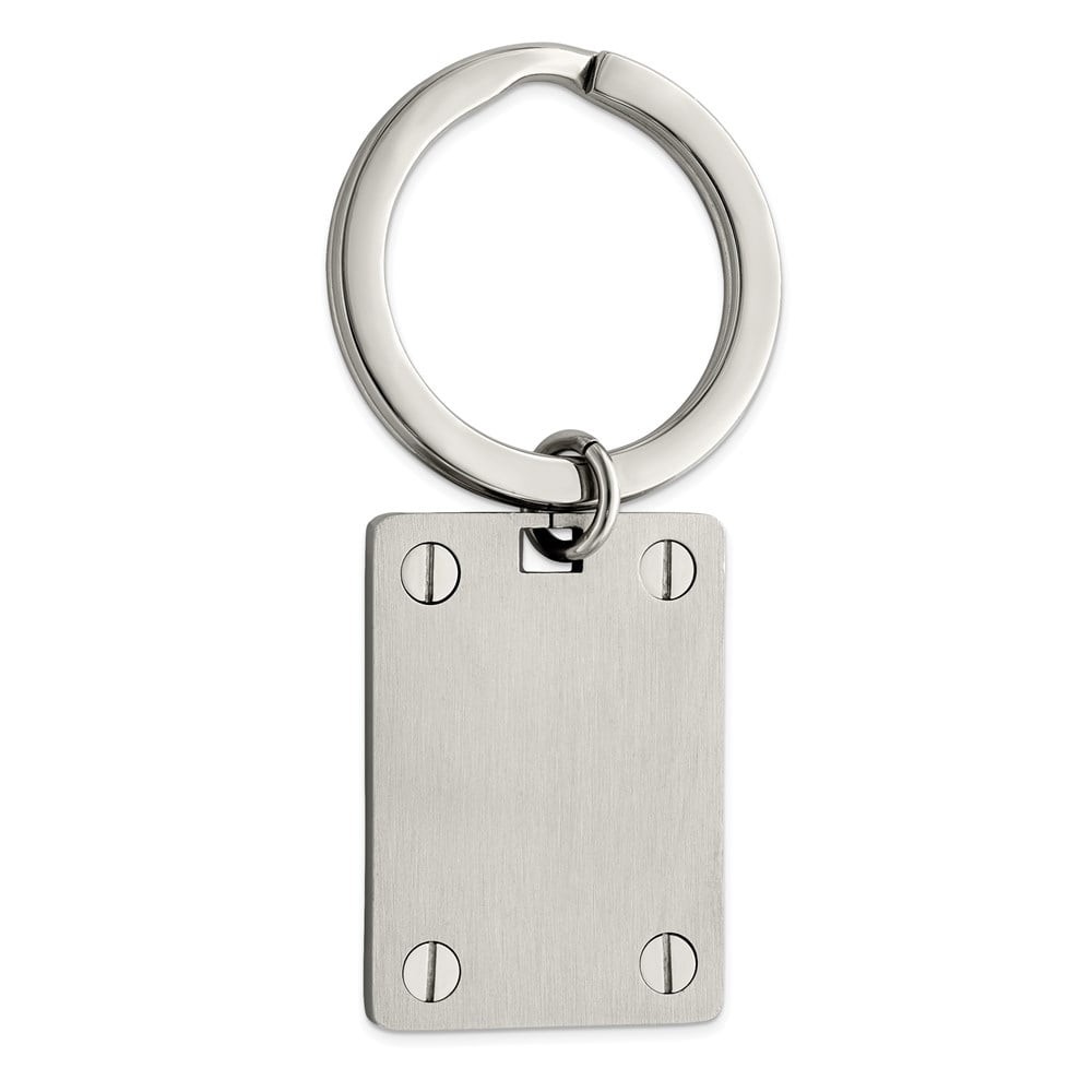 The Black Bow Engravable Polished and Brushed Rectangular Stainless Steel Key...