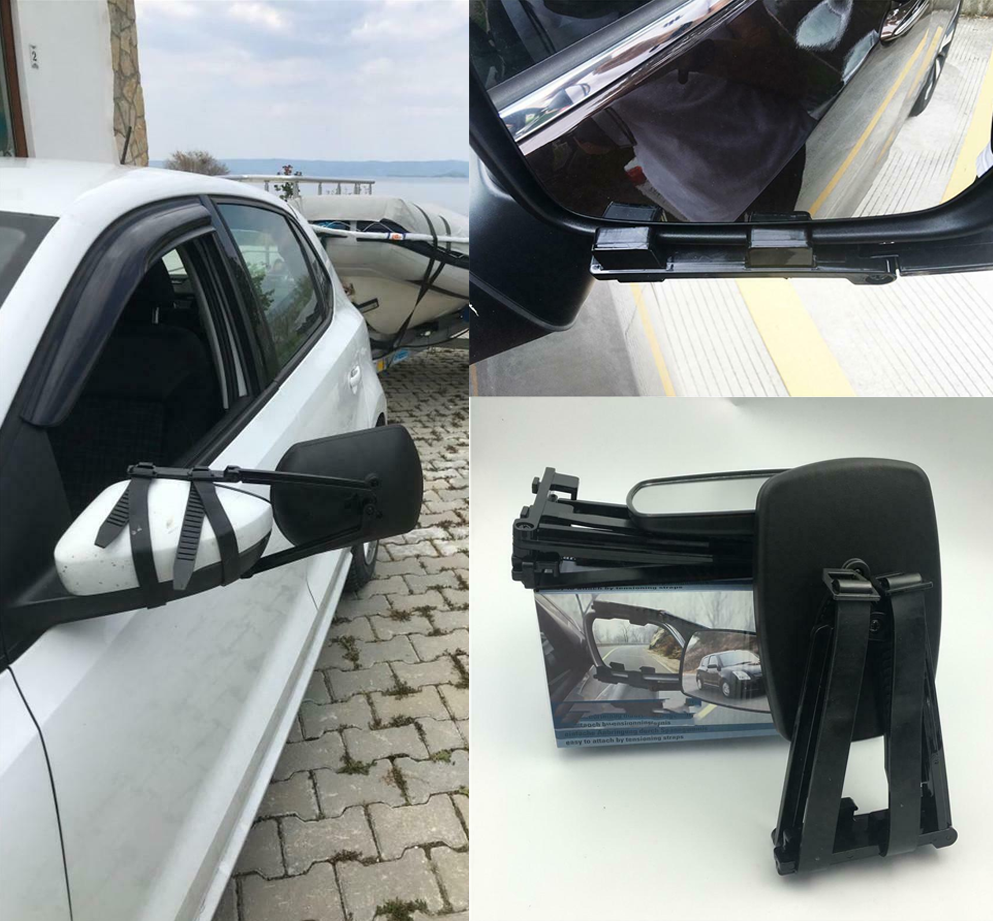 2X Universal Clip On Towing Mirror For Trailer Safe Hauling Adjustable Extension