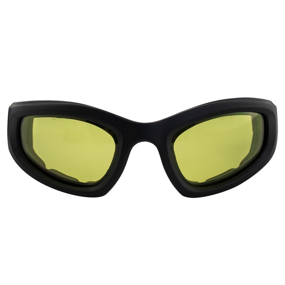 EPOCH Eyewear Motorcycle Goggles Black Frame Yellow Lens Adjustable Strap