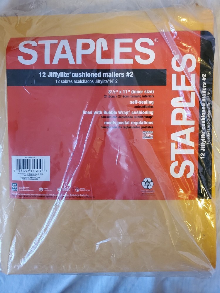 8 JIFFYLITE CUSHIONED MAILERS #2 Lined w/ Bubble Wrap Cushioning
