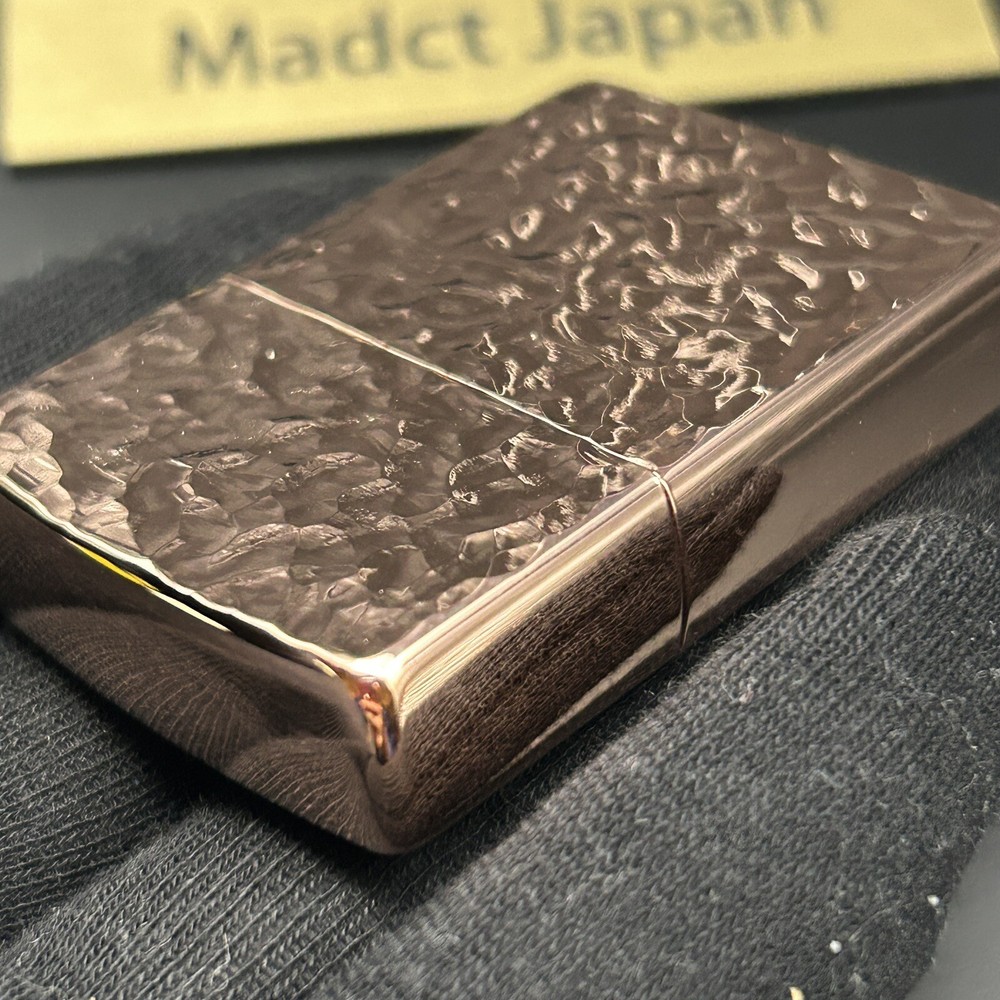 Zippo 2 Sided Processing Hammer Tone Copper Bronze Lighter With Regular Case