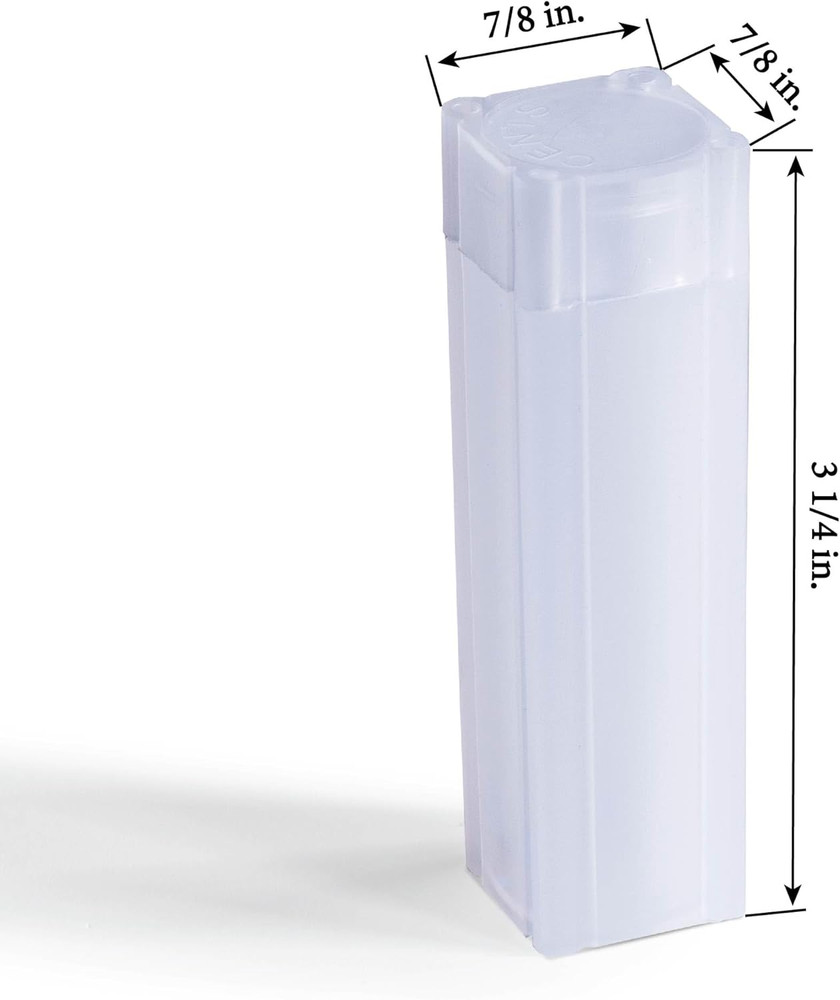 Lighthouse - Square Coin Tubes - Convenient Push Top, Virtually Unbreakable, Aci
