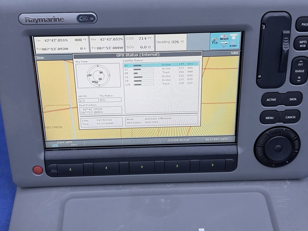 Raymarine C90w Widescreen GPS Chartplotter Multifunction Display; Fully Tested
