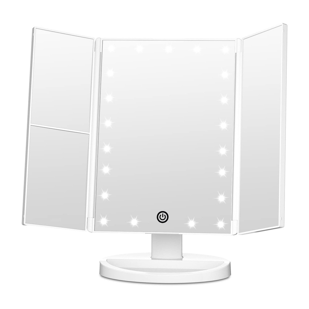 Trifold Vanity Mirror with Lights Lighted Makeup Mirror 2X/3X Magnification 2...