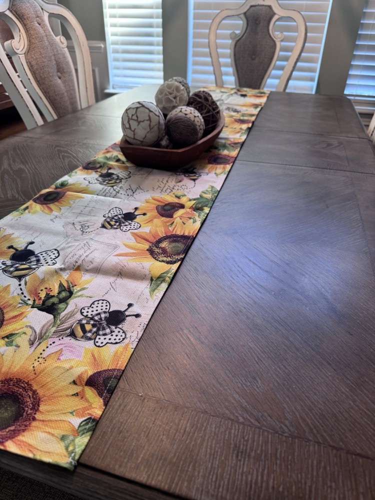 Sunflower Bee Table Runner 72x13 Farmhouse Rustic Spring Summer Decor