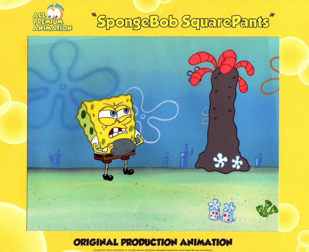 2 CEL SETUP ! Spongebob Prod cel "KARATE CHOPPER" #8560