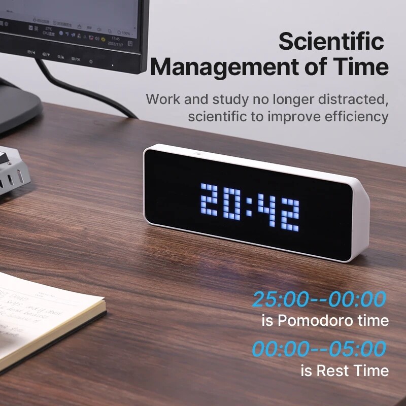 Ulanzi TC001 Pixel Desktop Clock Simultaneous Weather Forecast Pixelated Message