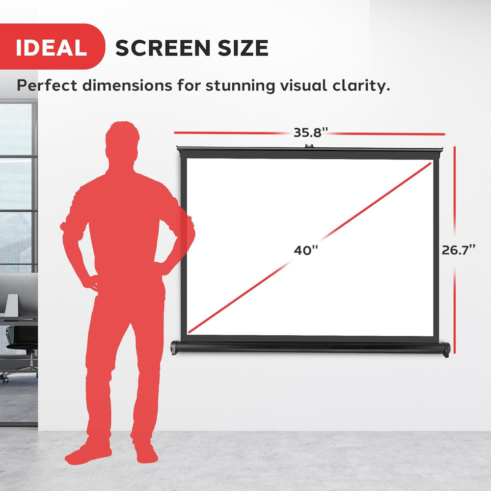 Portable Projector Screen 40 Inch - Versatile Mobile Stand, Easy Pull-Out, Light