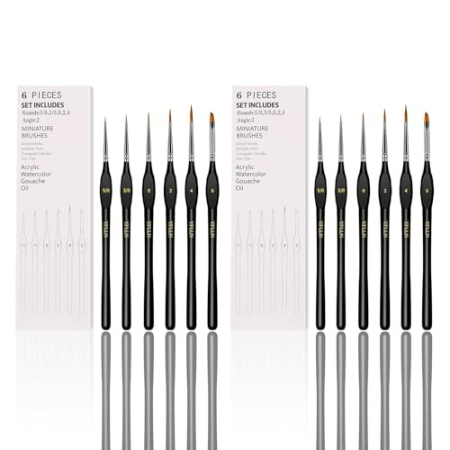 6Pcs Miniature Paint Brushes Set with Triangular Handles - for Acrylics, 12PCS