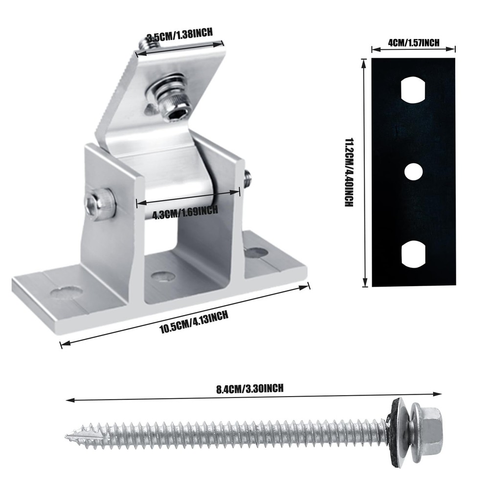 Solar Panel Mounting Brackets, 8PCS Adjustable RV Solar Panel Mount, Tilt Angle