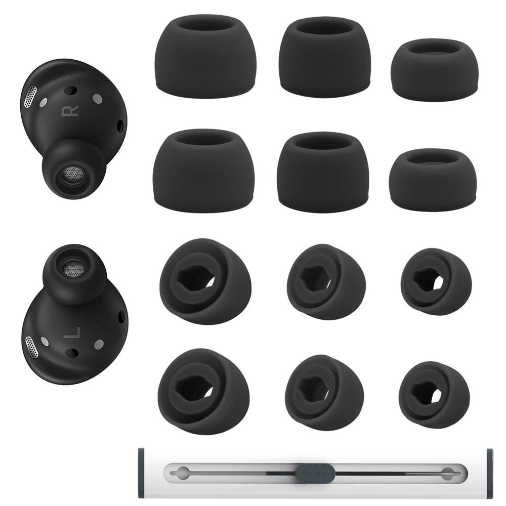 6 Pairs Replacement Eartips for Samsung Galaxy Buds Pro With Pen, Black