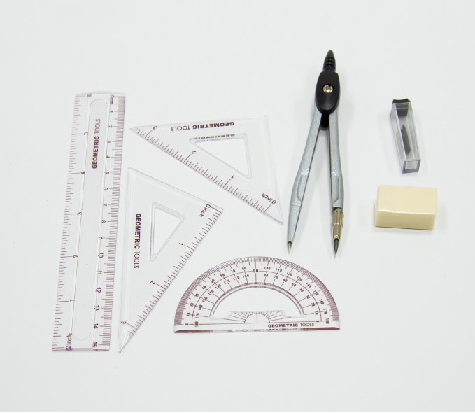 A+ Homework 8 Piece Math Set UC1386 Geometry Kit Compass Protractor Ruler