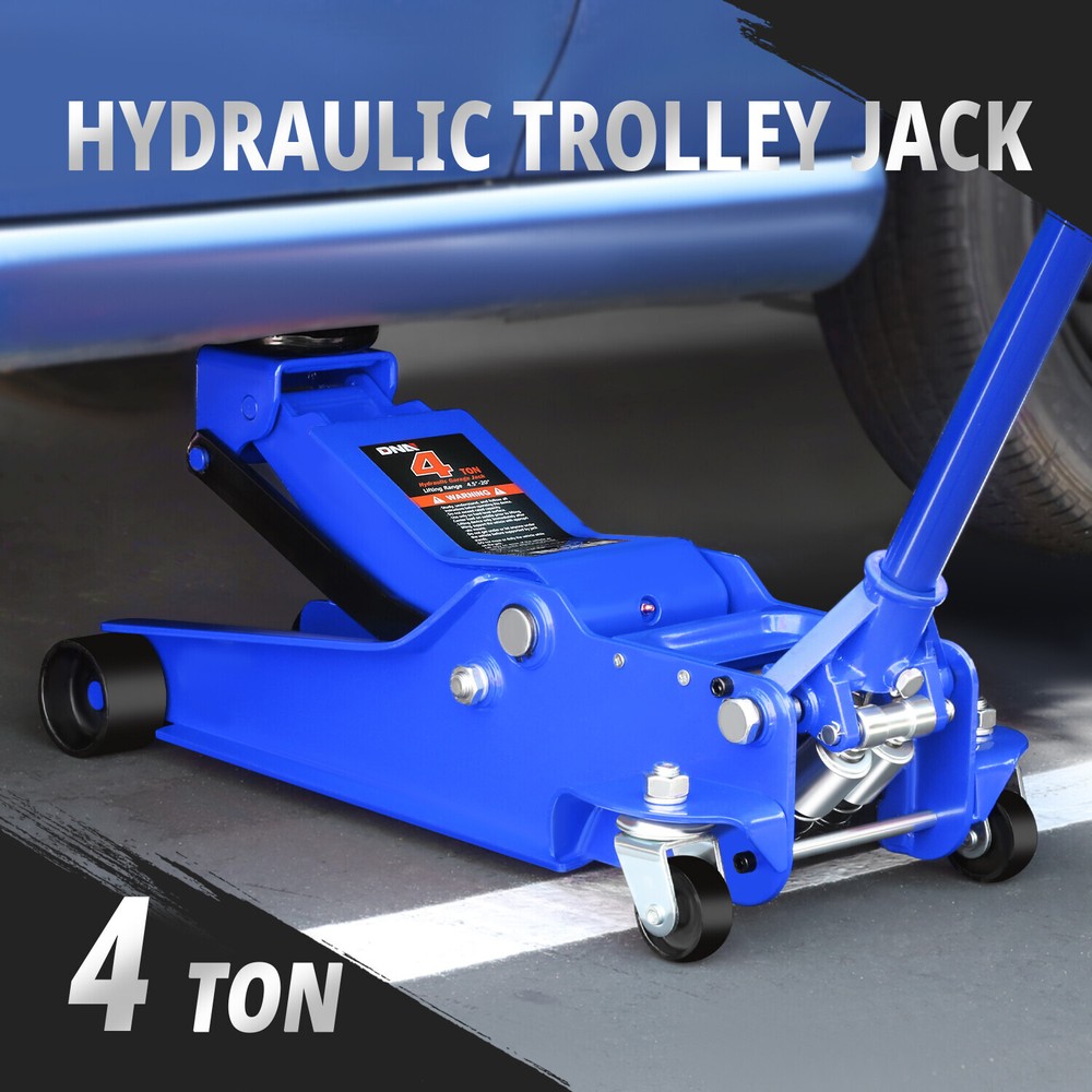 4 Ton Dual Piston Pump Low Profile Hydraulic Trolley Service / Floor Jack Blue