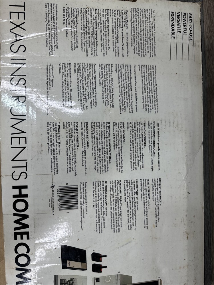 Vintage Texas Instruments TI 99/4A Home Computer In Box