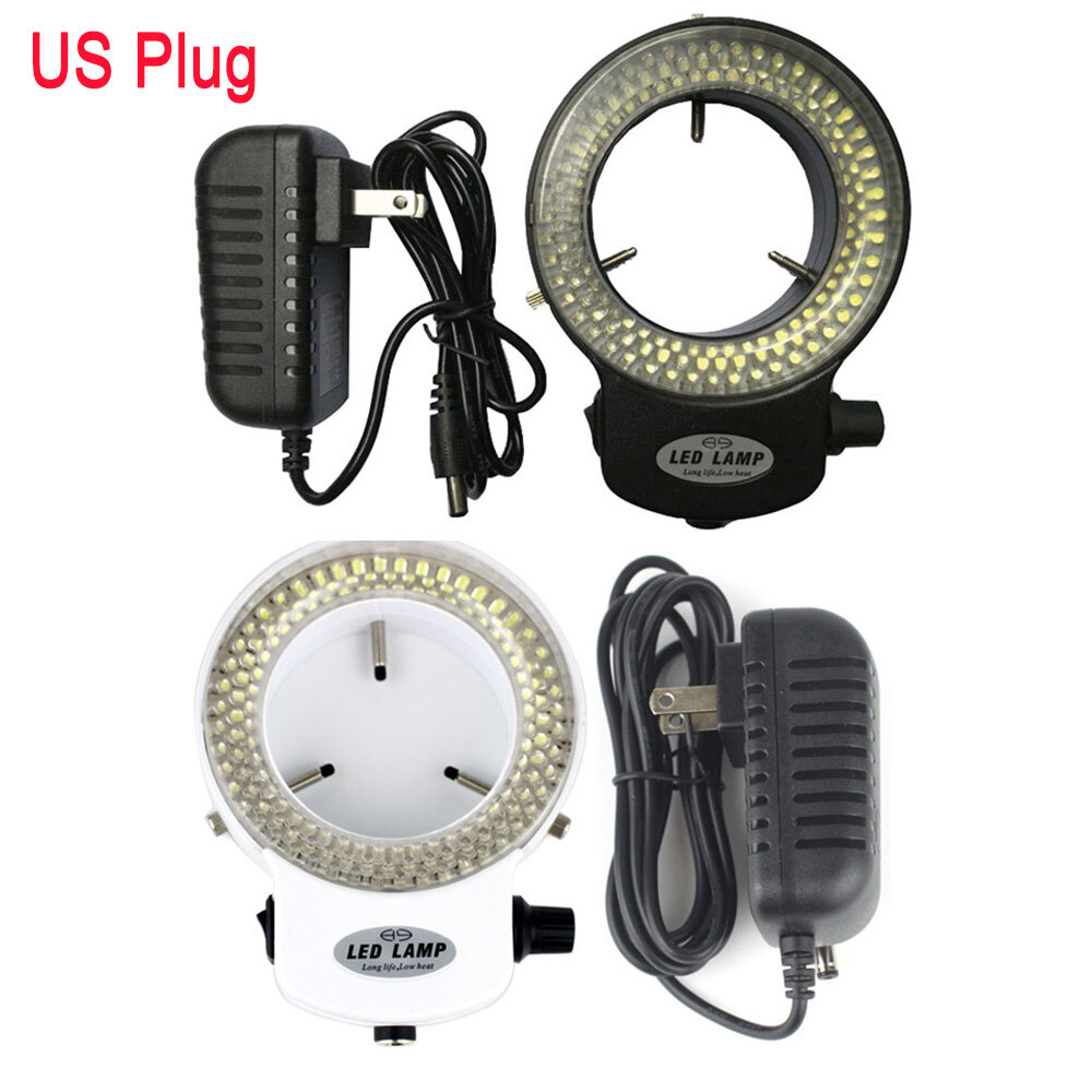 144 LED Stereo Bulbs Microscope Ring Light Illuminator Lamp Adjustable US Plug