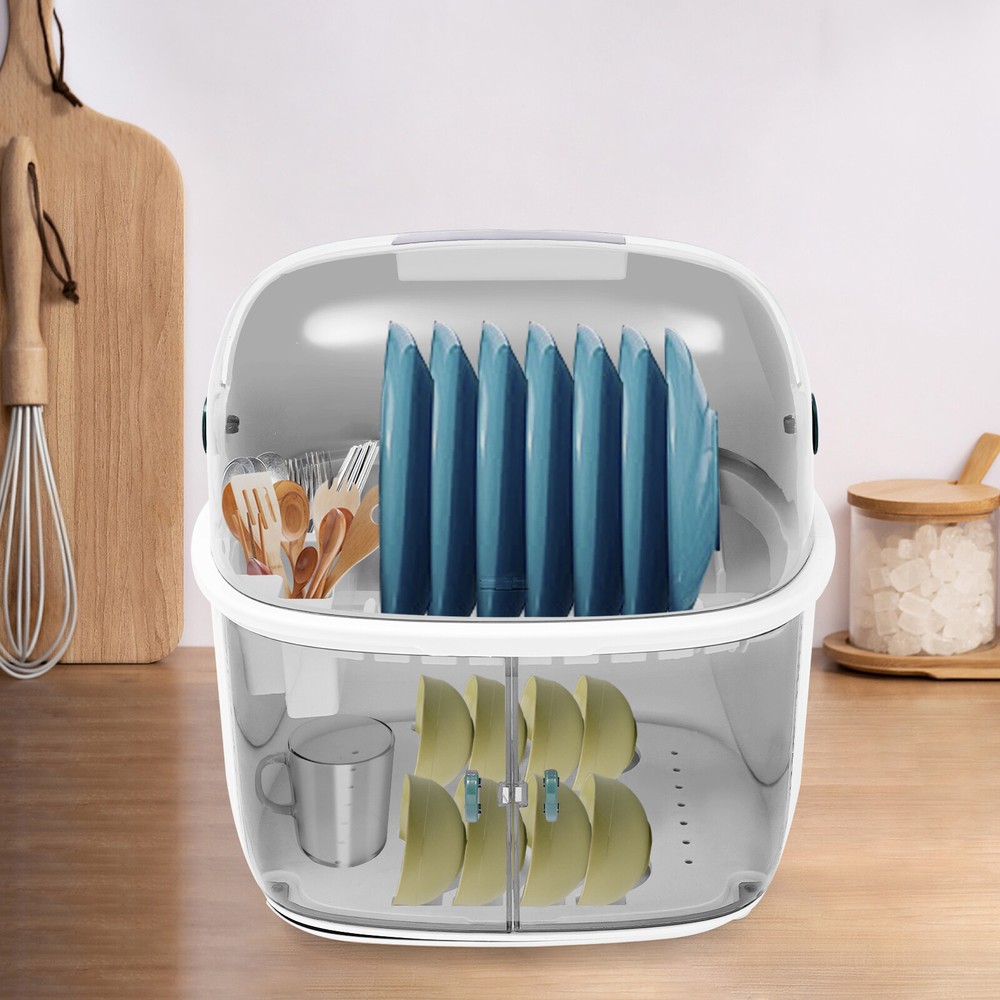 2 Tier Plastic Drying Rack for Kitchen, Dish Drying Rack 2-tier Dish Drying Rack