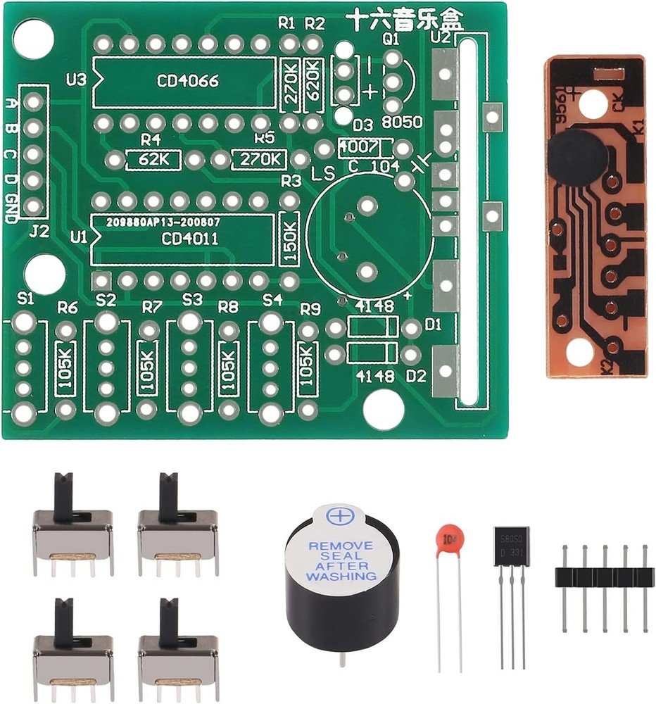 DIY Electronic 16 Music Sound Box Kit Module Practice Learning Kits Green