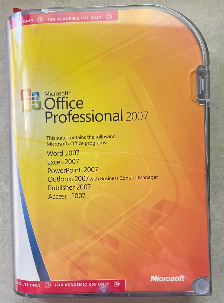 Microsoft Office Professional 2007 Full Version Academic Use Only New Sealed