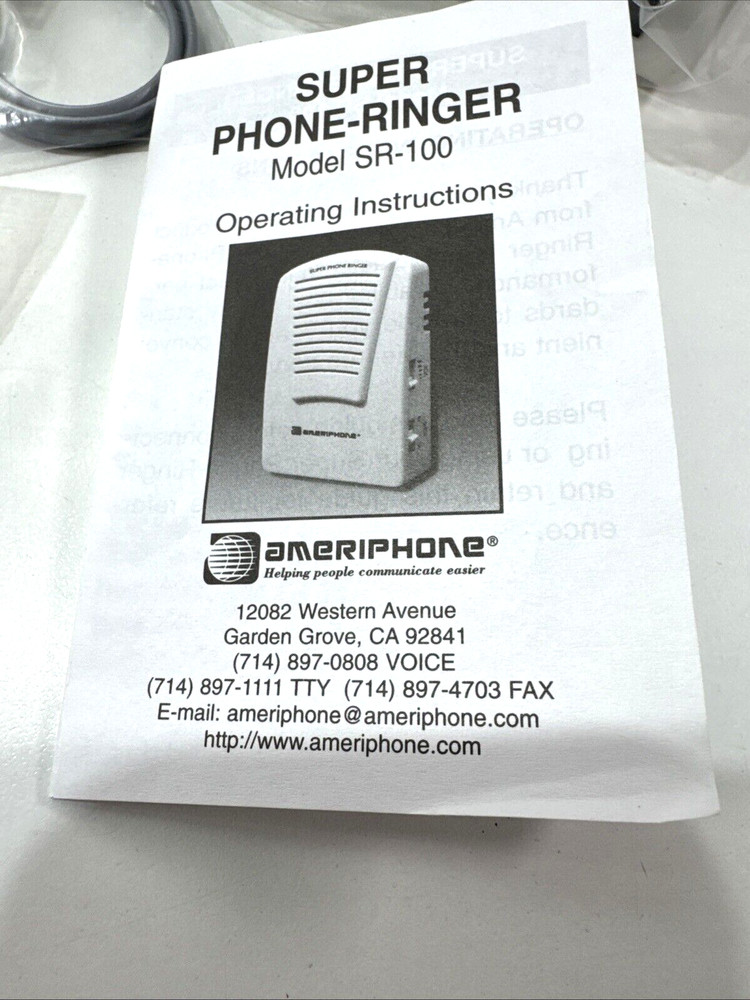 Ameriphone SR-100 Super Phone Ringer for Hearing Impaired Adjustable Volume 95dB